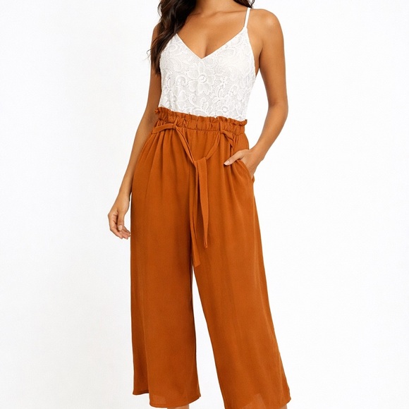miami Pants - Miami Terracotta Wide-Leg Pants. Body suit